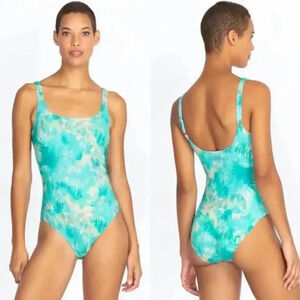 NWOT Johnny Was Calme Aqua Keys Turquoise Tie Dye One Piece Tank Swimsuit SZ XL